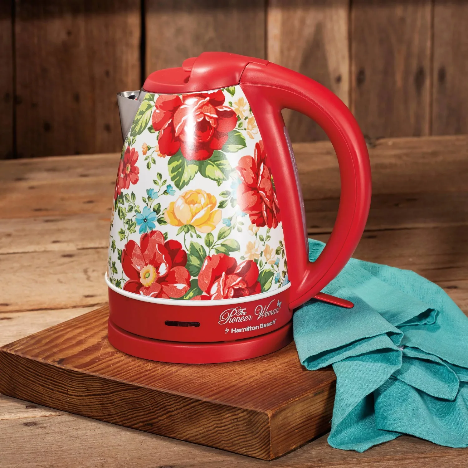 

Vintage Floral Electric Kettle, Red, 1.7-Liter tea kettle