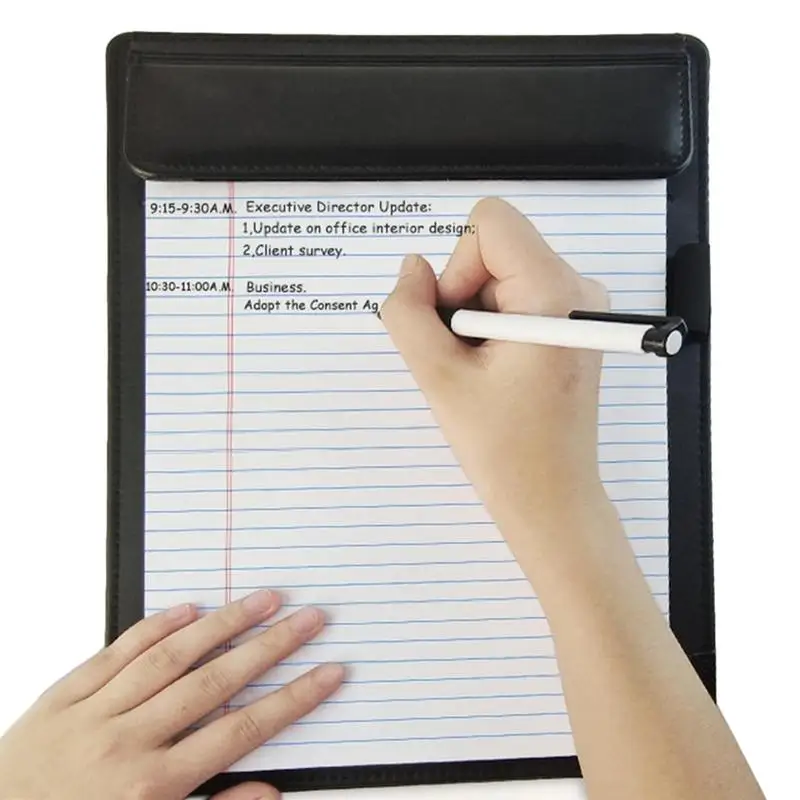 

Офисные кусачки для бумаг из кожи А4, ультра-гладкие полиуретановые кожаные офисные кусачки, полиуретановые клипсы с держателем для ручек, п...