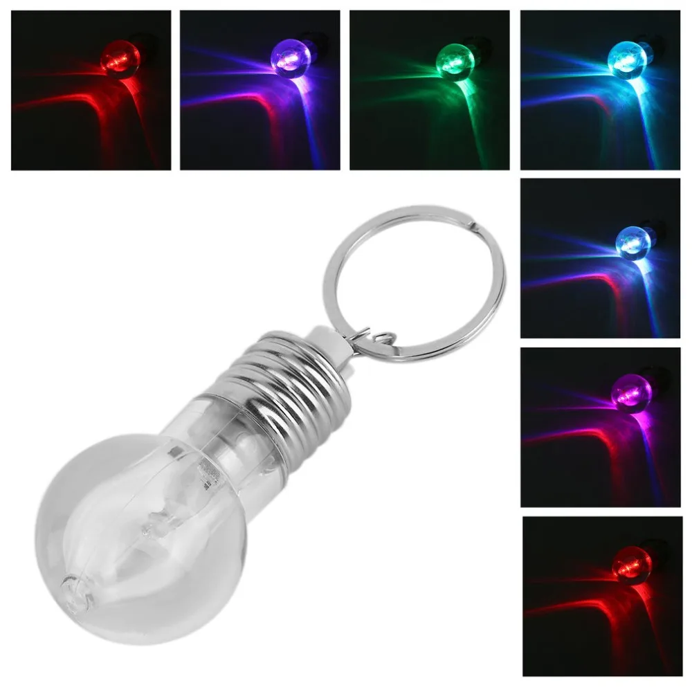 

1PCS Creative Colorful Changing LED Flashlight Light Mini Bulb Lamp Key Chain Ring Keychain Clear Lamp Torch Keyring Wholesale