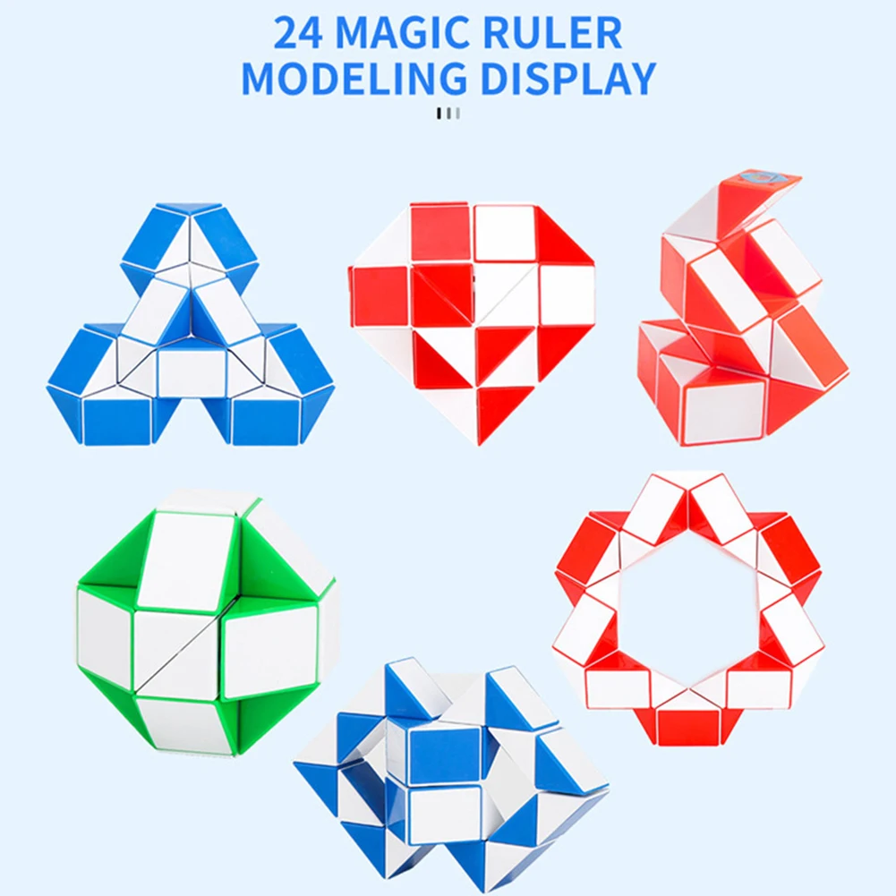 

10PcsPlastic Magic Ruler 24 Wedges Magic Snake Cube Twist Puzzles for Kids Brain Teaser Foldable Educational Toy Antistress Cub