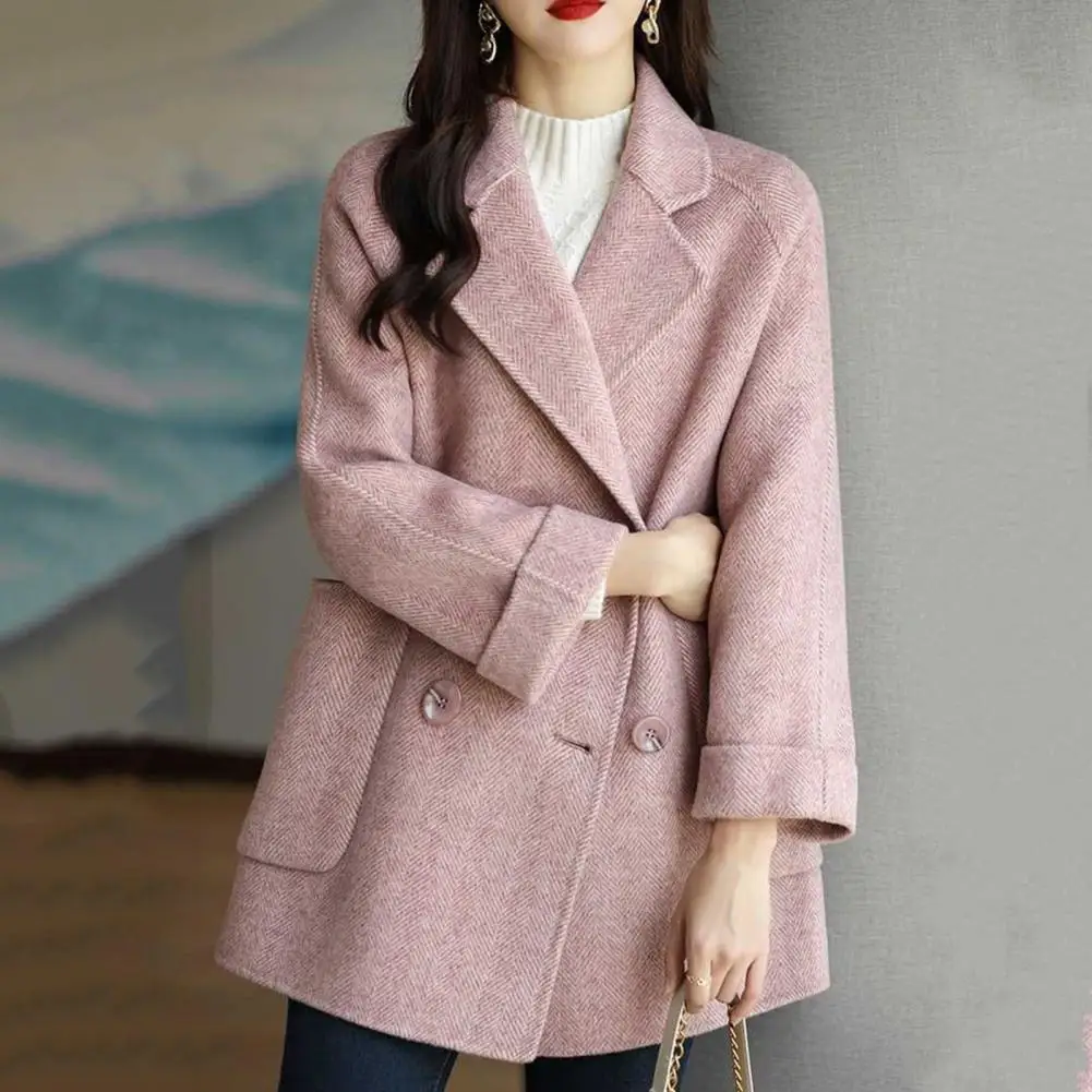 

Осенняя Женская куртка, элегантная женская шерстяная куртка средней длины, двубортная или однобортная модная однотонная куртка на осень/зиму