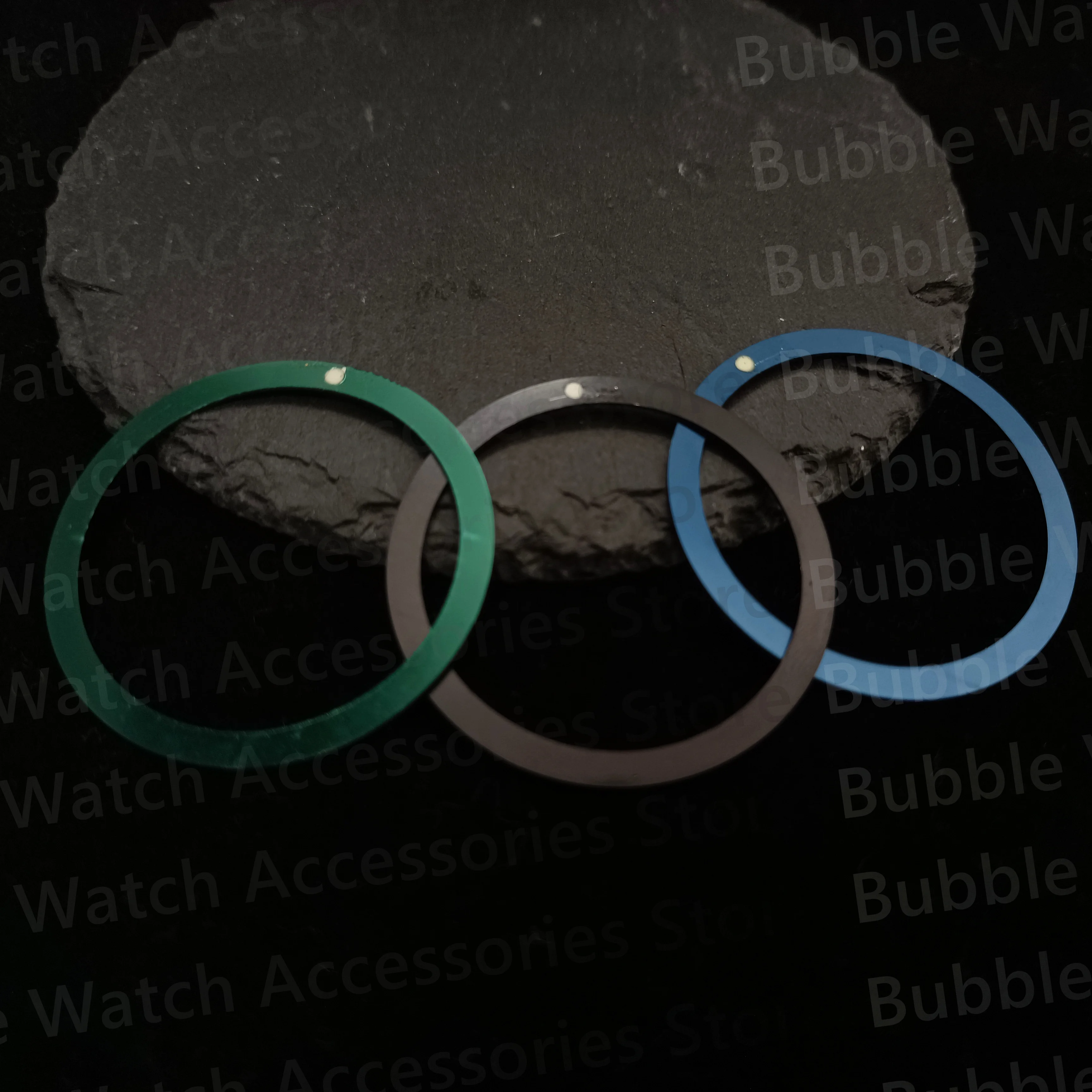 Modified Green Luminous 38mm Black Blue Green Flat Aluminum Bezel Insert Fit For SKX Turtle 6105 NH35 NH36 Movement Diving Watch