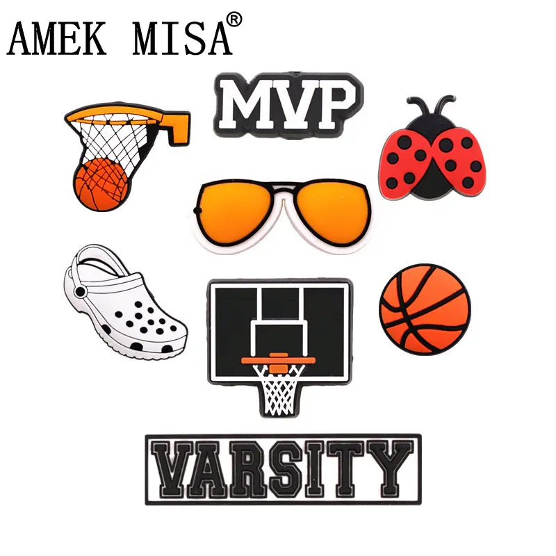 

Original Hot 1pc Basketball MVP Shoe Charms Cute Ladybug Decoration Shoe Aceessories Fit Croc Clogs Buckle Kids X-mas Gifts Jibz