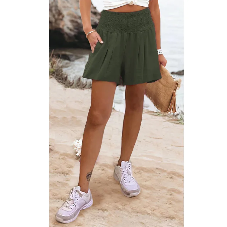 2023 New Women's Solid Color High Waist Shorts Casual Pants Summer Fashion Loose Versatile Shorts Female & Lady Clothing