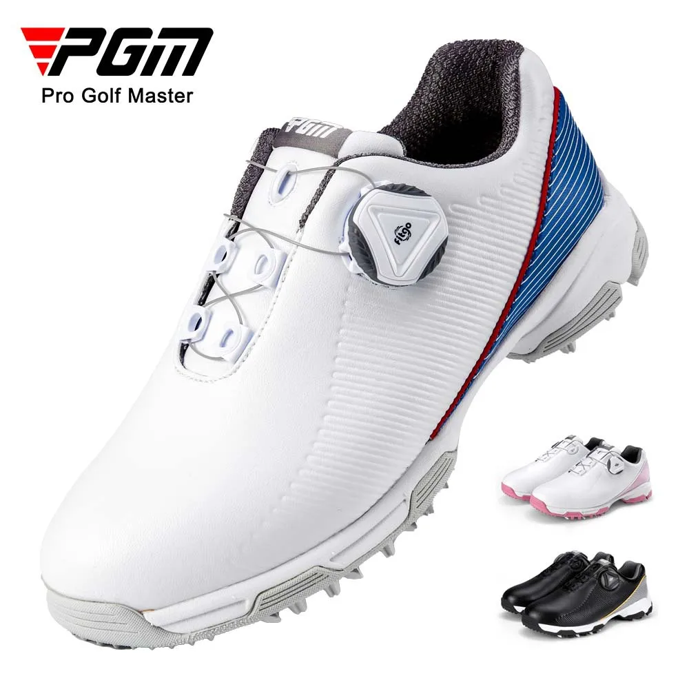New PGM Youth Microfiber Waterproof Quick Lacing Golf Shoes Boys and Girls Breathable Anti Slip Spikes Sneakers Shoes