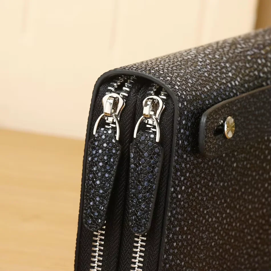 Мужской портфель-кошелек из воловьей кожи. Высококачественная