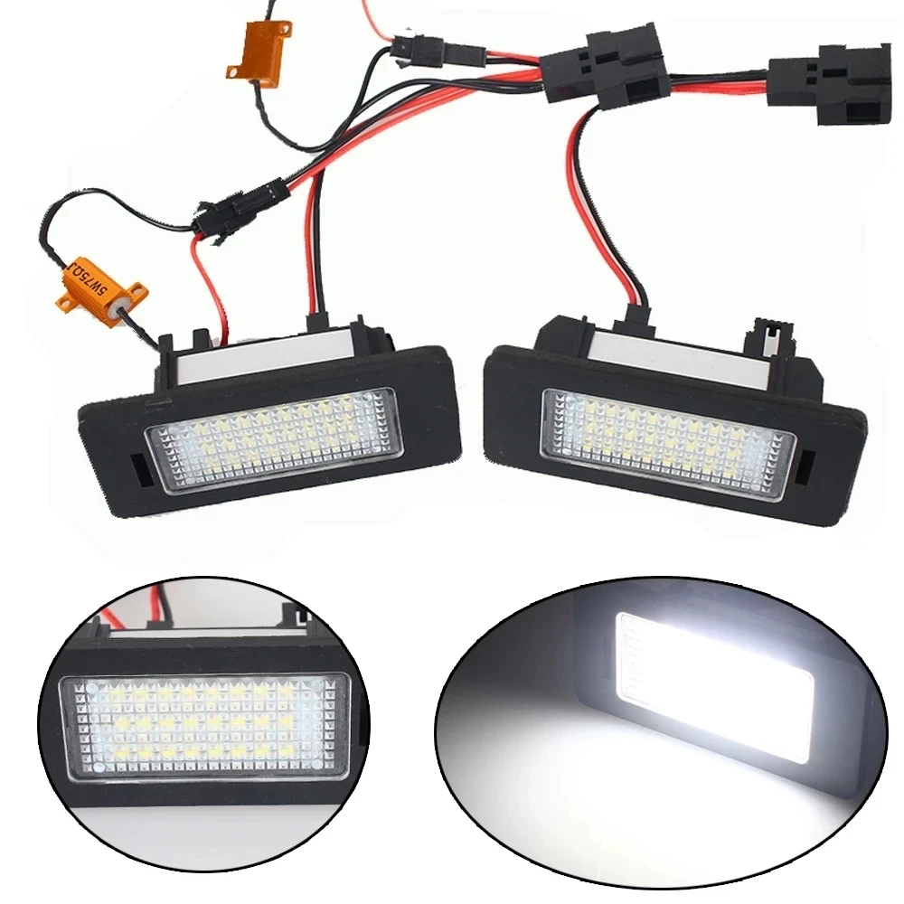 2PCS LED Number License Plate Light For SKODA Octavia 3 /For Superb B6 /For Rapid /For Yeti /For Fabia 24-SMD Car Accessories