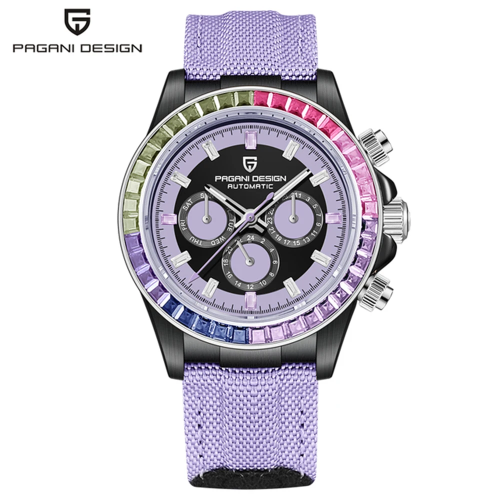 

New PAGANI DESIGN 40MM Fashion Rainbow Bezel Men Mechanical Watches 100M Waterproof Sapphire Automatic Couple Watch reloj hombre