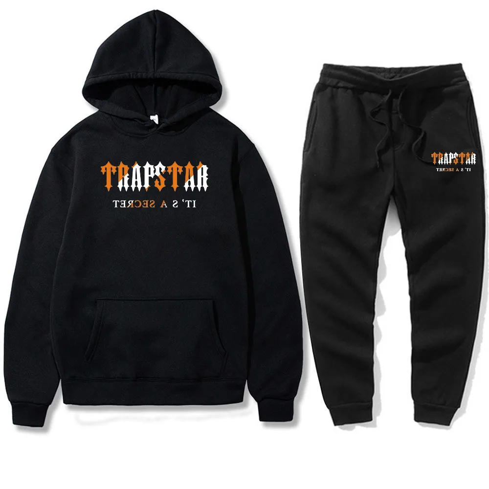 

New Autumn Men Sets 2 Piece Hoodies Sweatshirts Fashion Hoody Pullover Suits Trapstar Printed Plus Fleece Casual Male Clothing