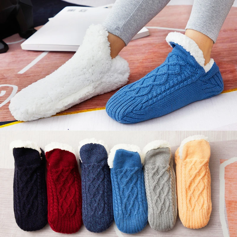 

Socks Floor Shoes Men Women's Winter Super Soft Warm Comfortable Floor Sock Cozy Fuzzy Fleece-Lined With Grippers Slipper