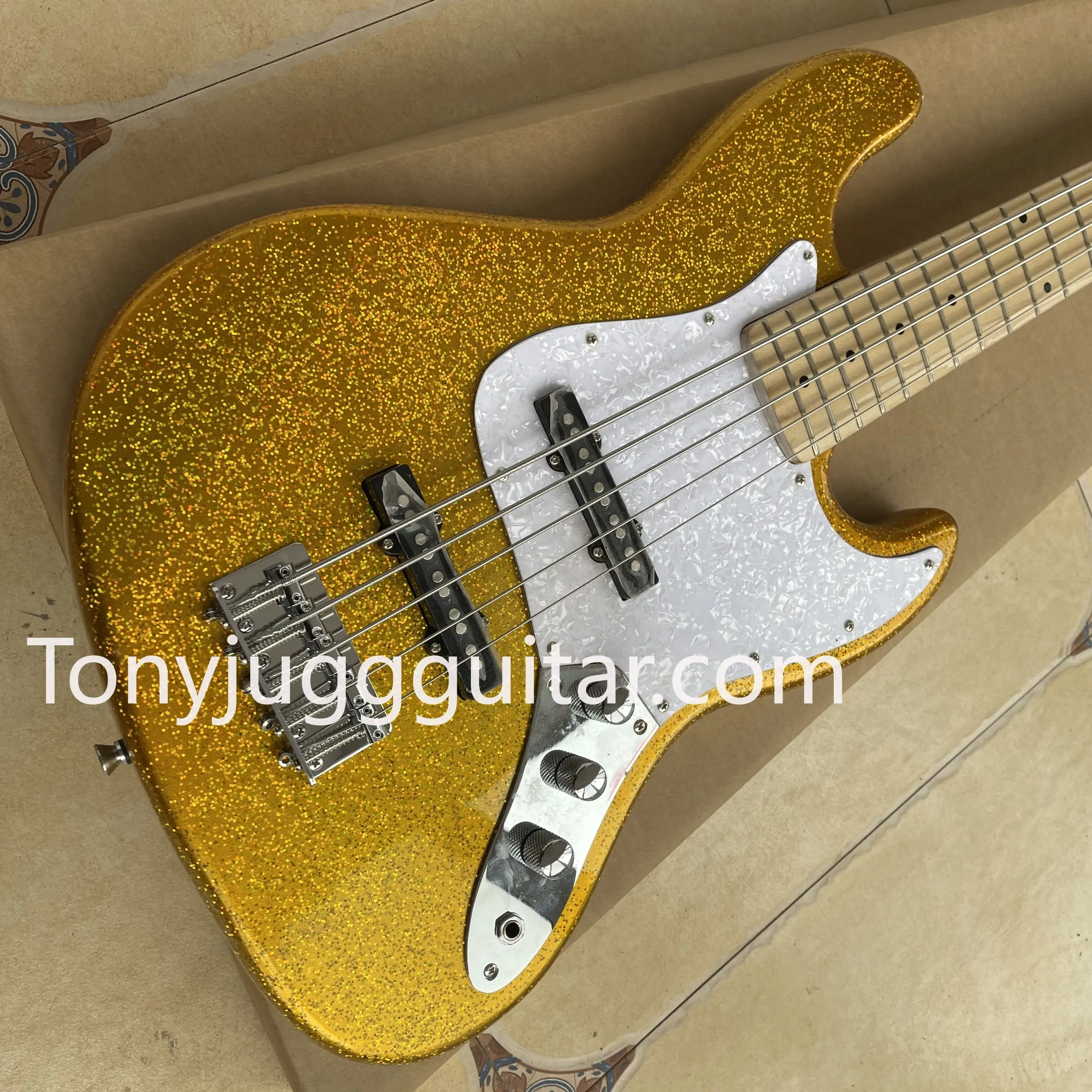 Custom shop 1960 электрическая бас-гитара Swing Jazz 4 String Gold Sparkle |