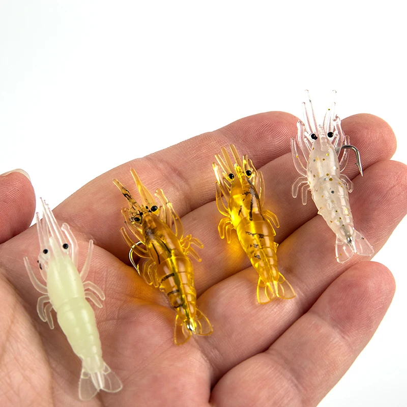 

10PCS 4cm Isca Artificial Soft Shrimp Lure Worm For Fishing Bait Hook Sharp Crankbait Lures Silicone Shone Prawn Bait Pesca