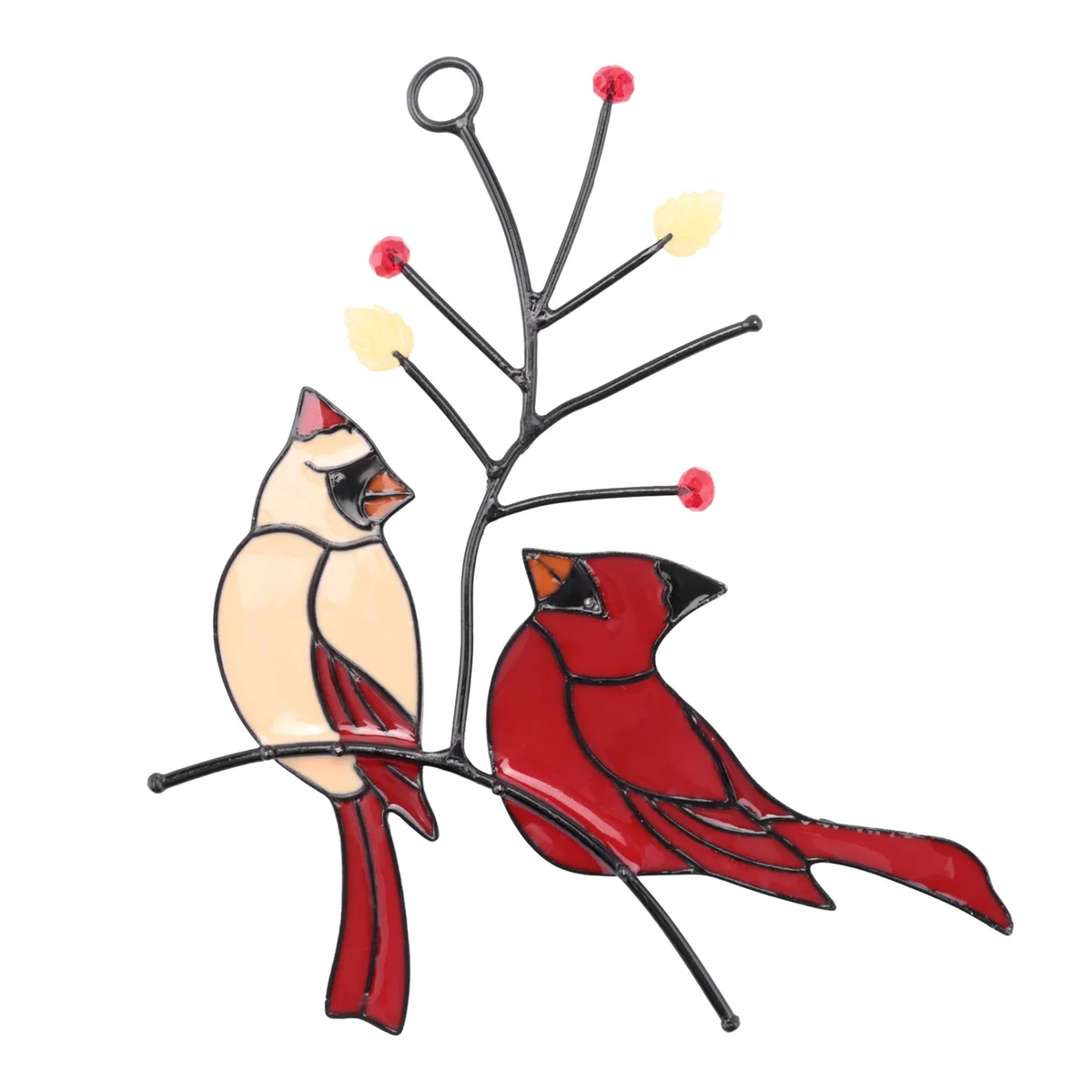 

Пара красных цветных птиц, украшение для фотографий (две птицы на красном дереве)