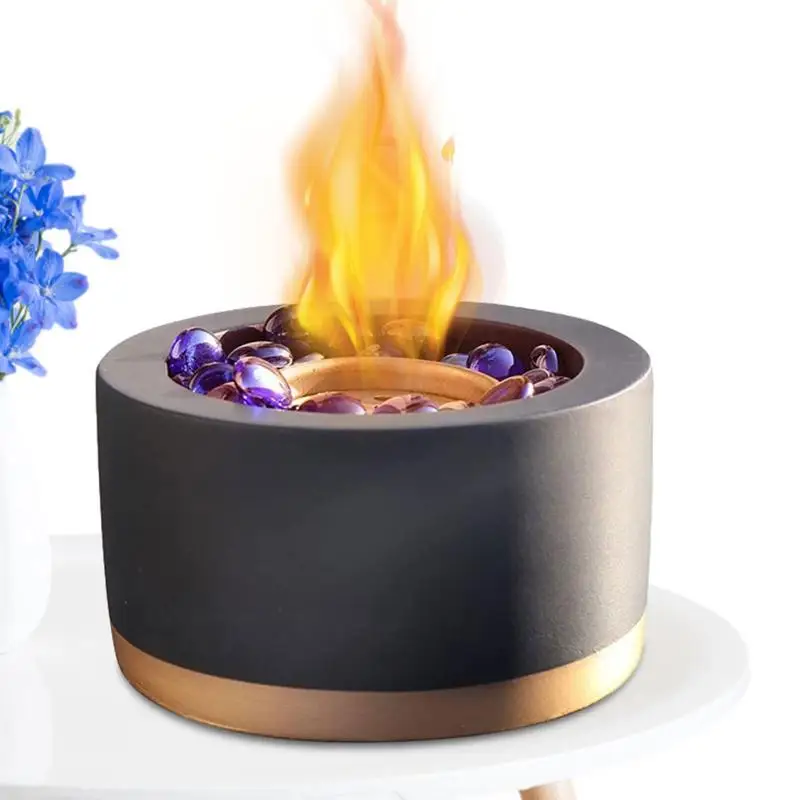 

Портативная настольная миска для огня, бетонный столешница для потирания камина, мини-камин для дома, долгое горение