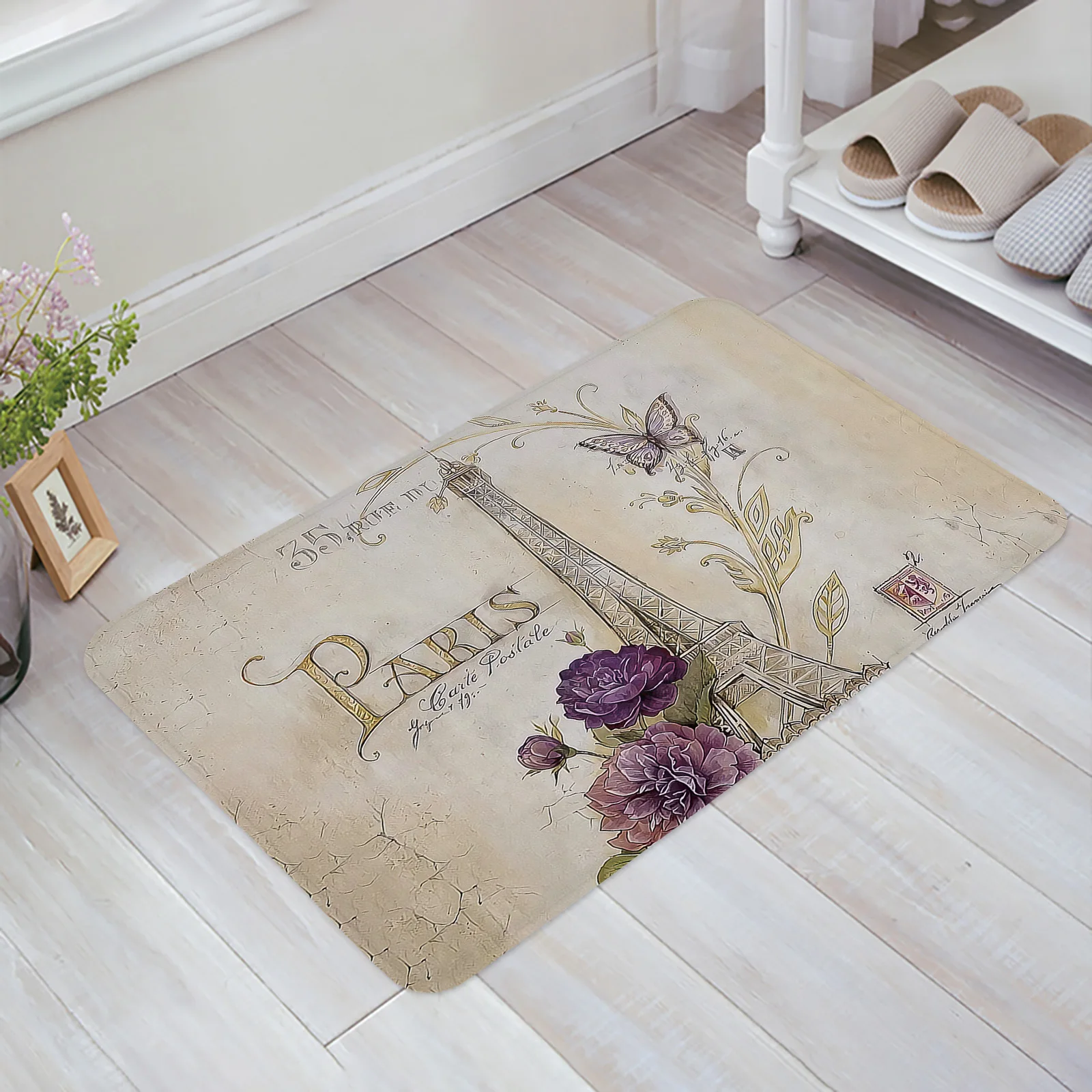 

Входной дверной коврик с Эйфелевой планкой и бабочкой, кухонный коврик, домашний декор, ковер для спальни, противоскользящий напольный ковр...