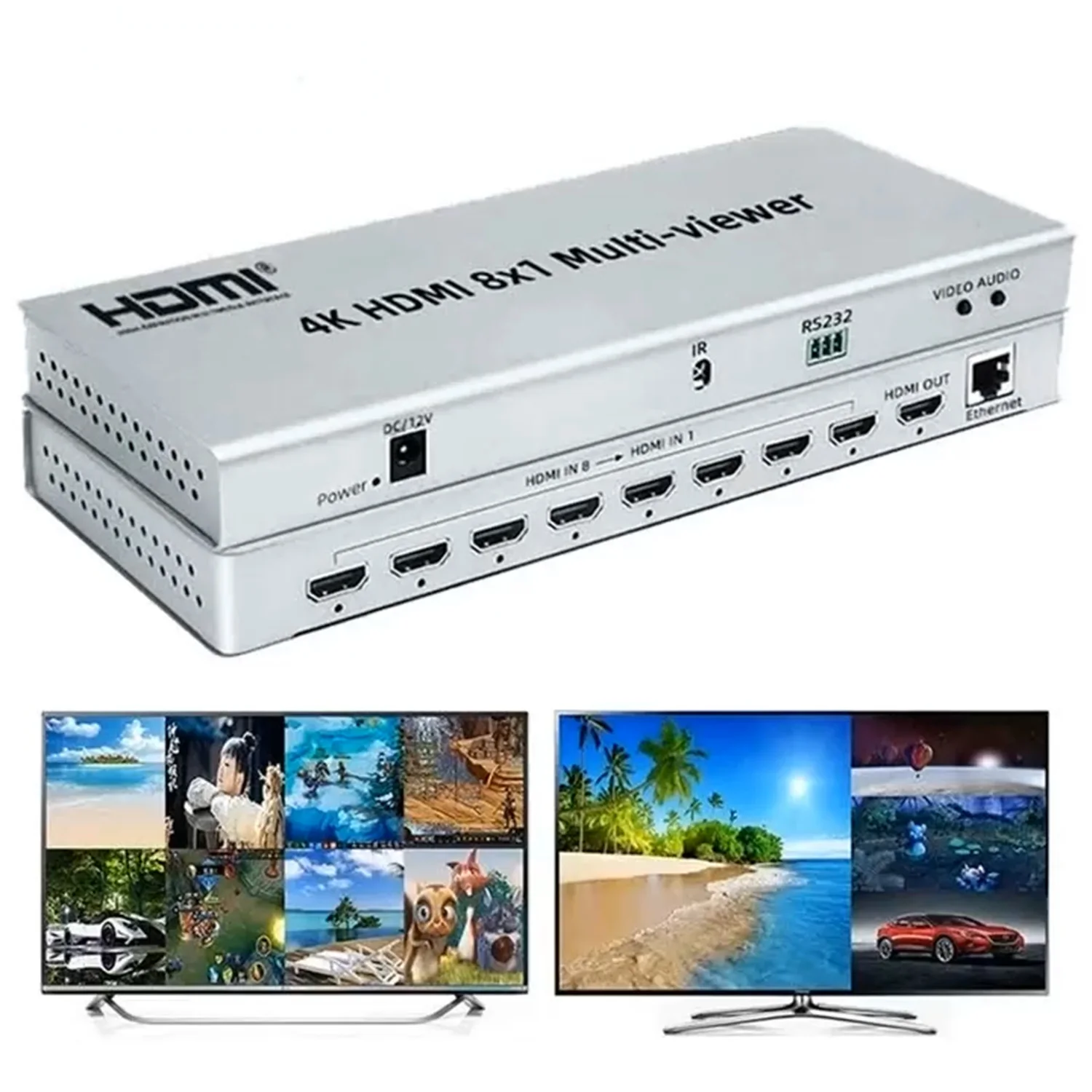 

4K HDMI 8x1 Multi-viewer Switcher 9 In 1 Out Seamless Switch 4x1 Quad Multiviewer PIP Picture Display Screen Divider Converter