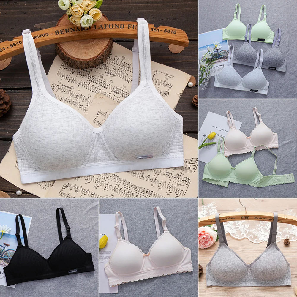 

Simple Pure Cotton Girl Underwear Student Bra Developmental Thin Section Without Steel Ring Comfortable Bras for Girls Xmas Gift