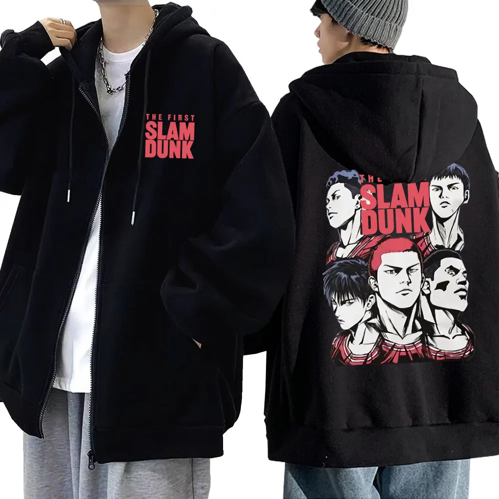 

AnimeThe First Slam Dunk Zipper Hoodie Shohoku Basket Ball Team Sakuragi Hanamichi Zip Up Hoodies Men Women Oversized Jackets