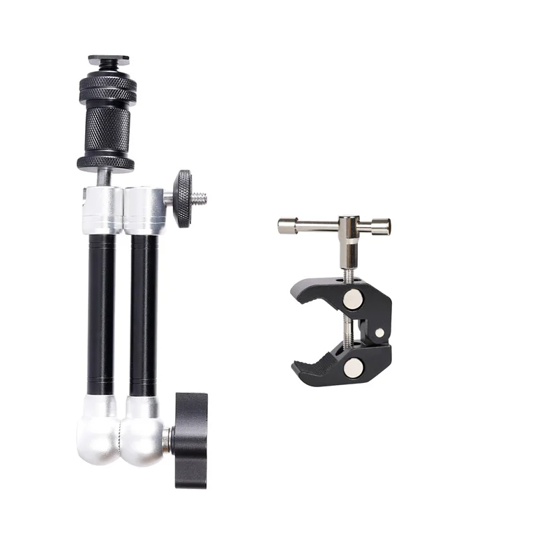 

Super Clamp with 1/4"&3/8" Thread 9.5 Inch Adjustable Friction Power Articulating Magic Arm w/ 1/4" Screw for Monitor Vloggins