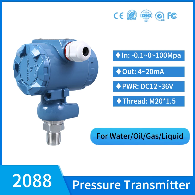 4-20ma Capacitive Pressure Transmitter Water Diesel Fuel Tank Pressure Sensor M20*1.5 Piezoelectric Pressure Transmitter