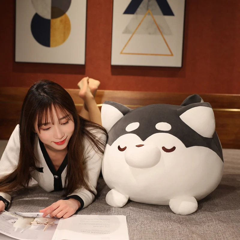 30/70cm Cartoon Anime Simulation Dog Fat Husky Dog Plush Pillow Boyfriends Comfortable Shape Pillow Sleeping Sofa Pillow For Kid images - 6