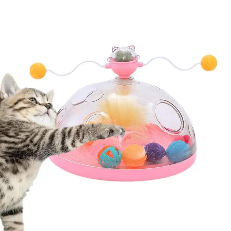 

Windmill Cat Toys Moving Ambush Feather Track Balls Toy Interactive Kitten Spinner Toy Indoor Pet Training Playing Supplies