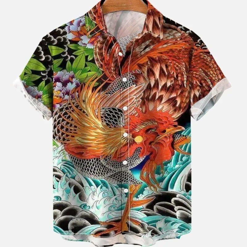 3D Men's Bird Costumes Vacation Vintage Clothes For Men Hawaiian Floral Casual Blouse Pattern High Quality Luxury Shirt Dazn