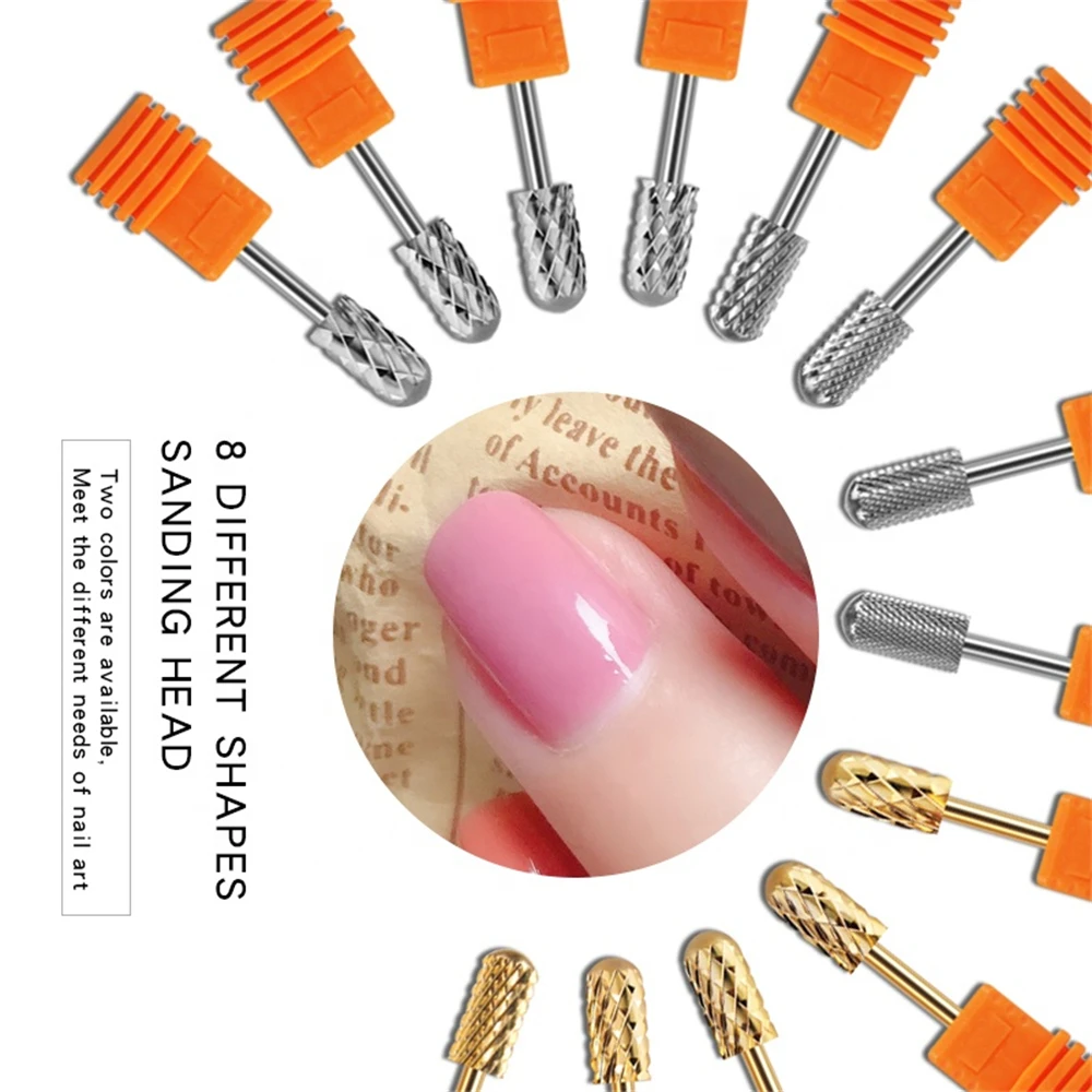 

Круглое сверло с большим цилиндром и золотым карбидом, профессиональное сверло для ногтей размером хвостовик 3/32 дюйма с зернистостью средн...