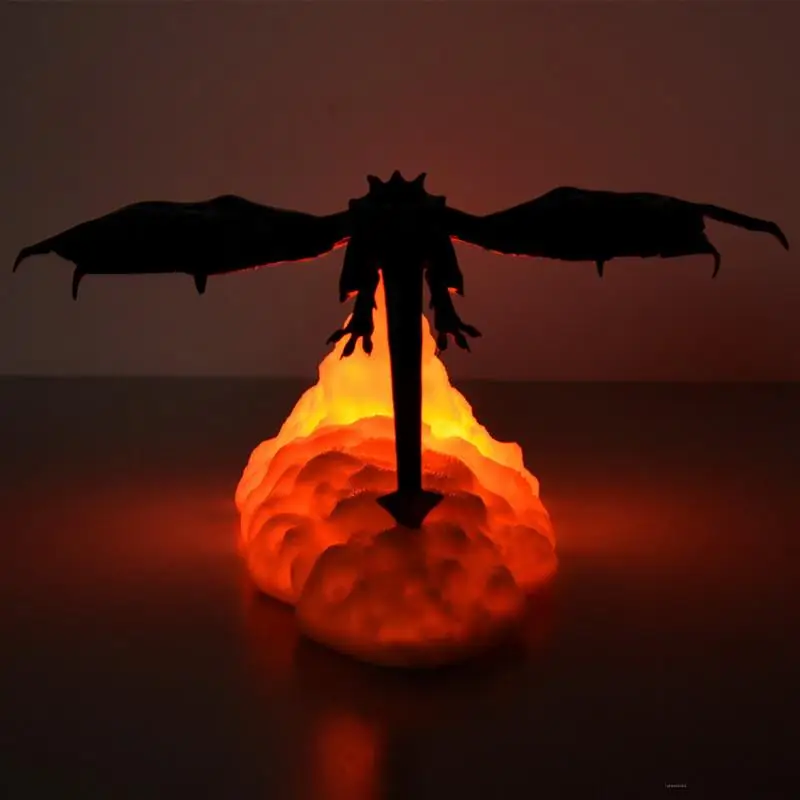 

LED Charging Desk Lamp Gift Magic Night Light Decoration Bedside 3D Fire Breathing Dragon Home Creative Breathing Night Light
