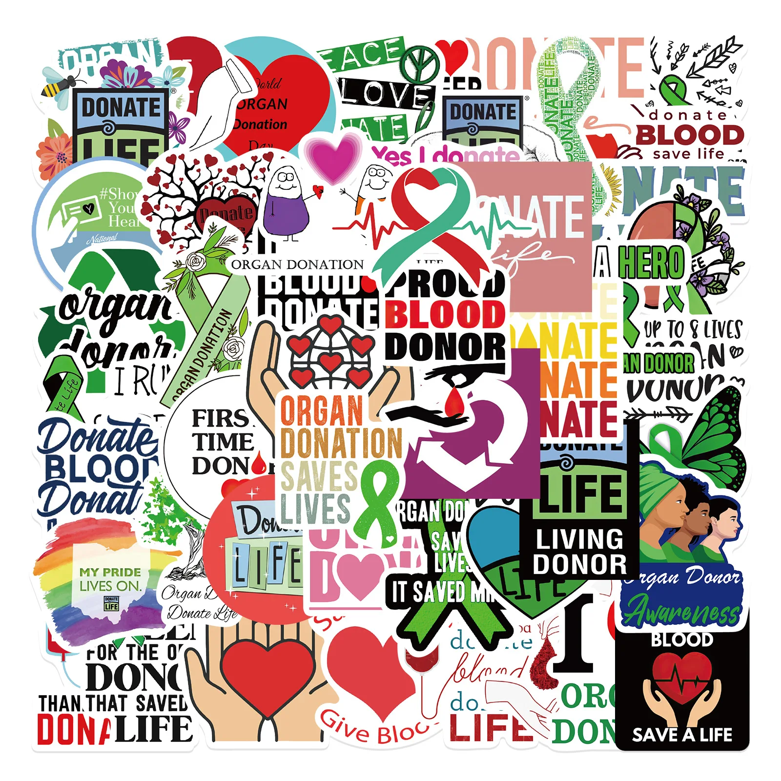 

10/30/50pcs Donate Life Cartoon Graffiti Stickers Creative Luggage Pen Guitar Laptop Diy Phone Waterproof Decal Decor Stickers