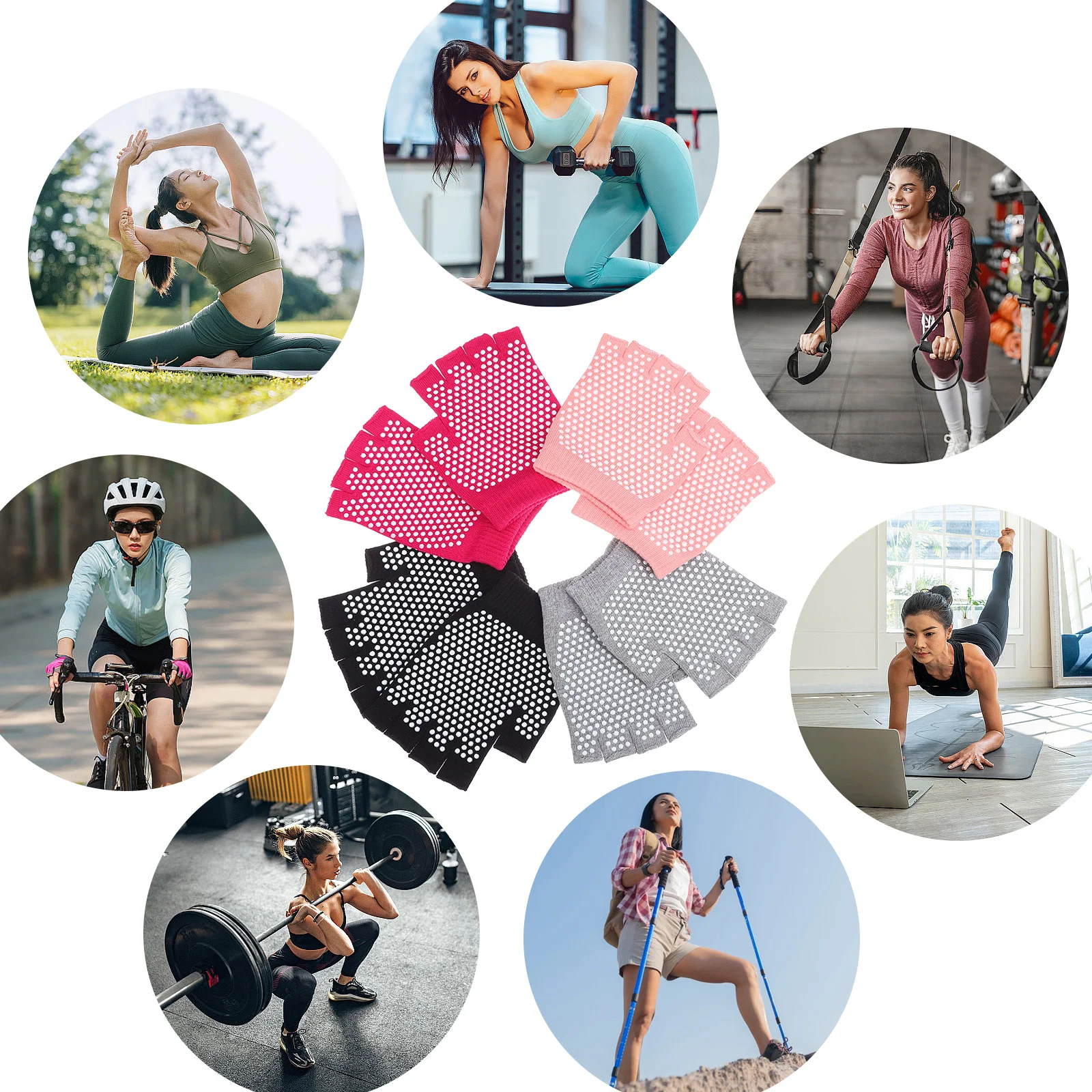 4 пары нескользящих перчаток для йоги фитнес-захват тренировочные женские