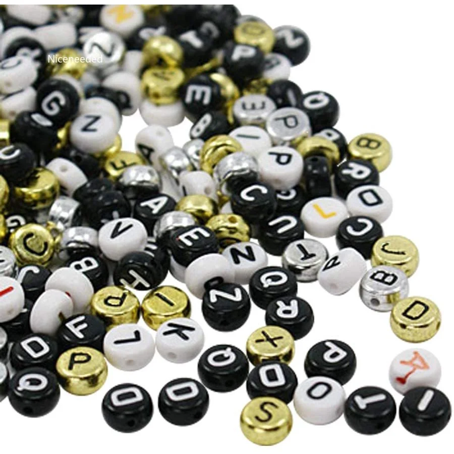 

About 500g Acrylic Beads Flat Round with Letter Spacer Beads Mixed Style Loose Beads Mixed Color Bead Charms for Jewelry Making