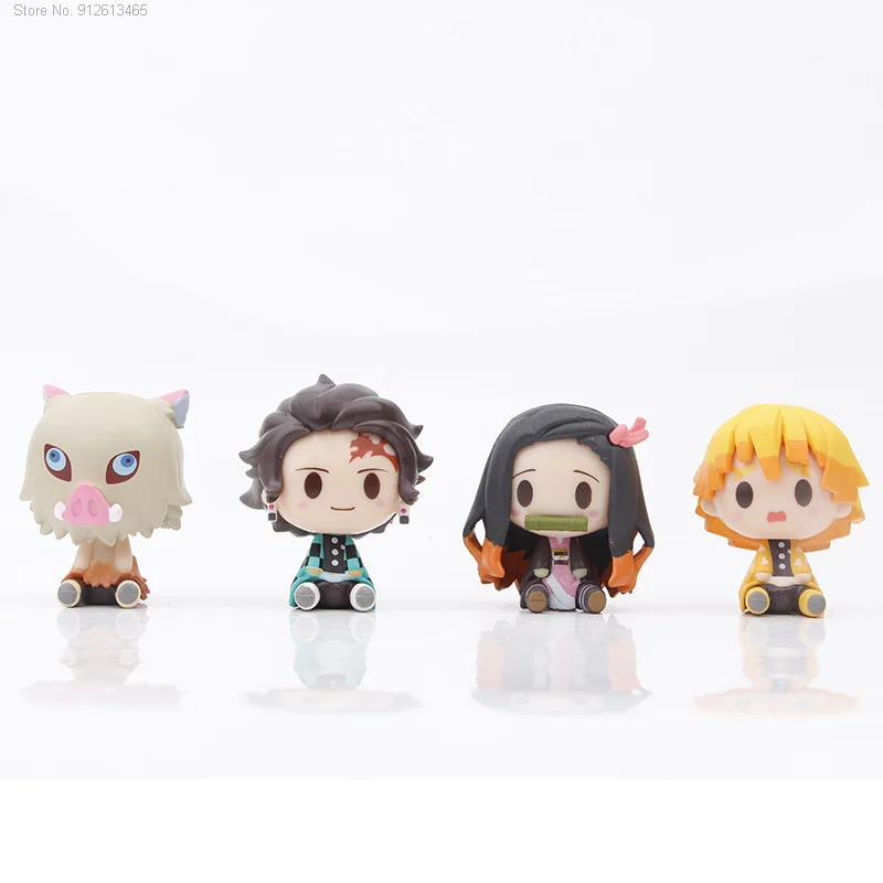

Animated Character Q Version Image Demon Slayer Doll Seated Version Tanjiro Nidouko Kitchen Door Demon Slayer Kawaii Figure Toy
