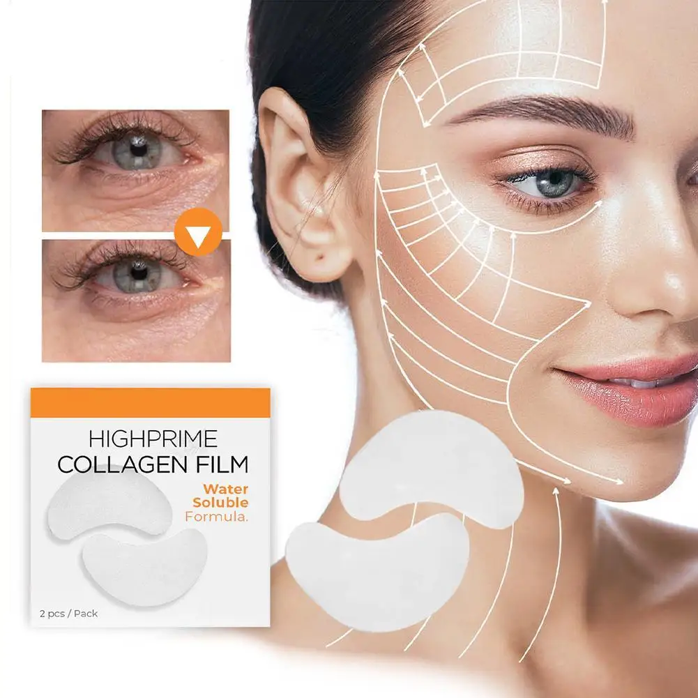 

2pcs Collagen Soluble Film Eye Zone Mask Vitamin Patches Hyaluronic Acid Moisturizing Firming Face Dark Circles Korean Cosmetic