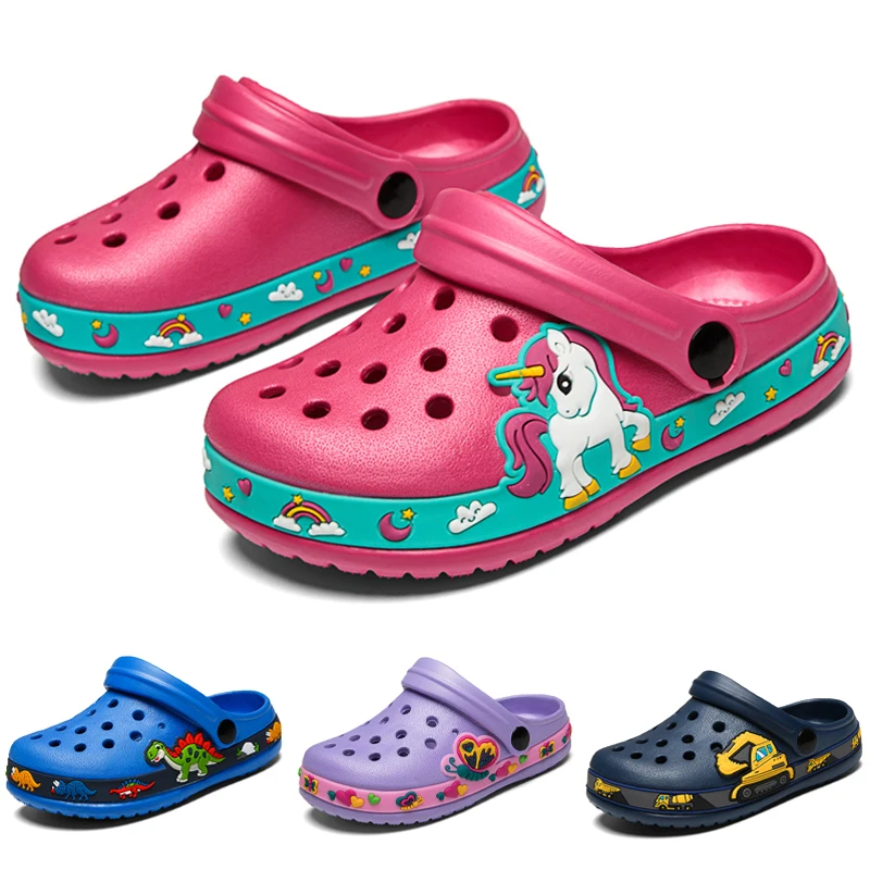 

2022 Children Unicorn Slippers Clogs for Girls Designer Shoes Baby Bathroom Sandals Kids Shoes for Girl Boys Outdoor Beach Shoes