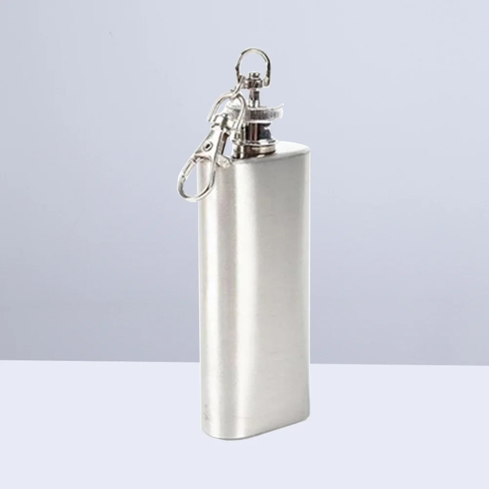 

1 Pc Metal Pocket Flask Vacuum Flat Lid Jug Hip Flask With Carabiner Keychain Insulated Water Jug Square Hip Flask