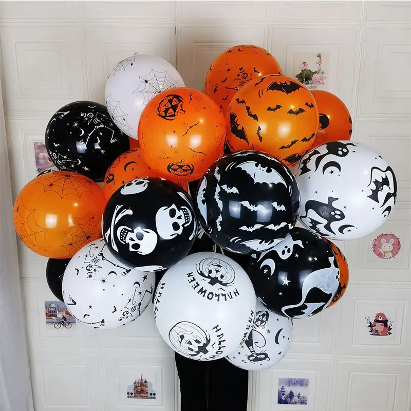 

20/50/100pcs 12inch Thickened Latex Halloween Balloons Ghost Festival Pumpkin Bats Skeleton Spider Horror Balloons Party Decor