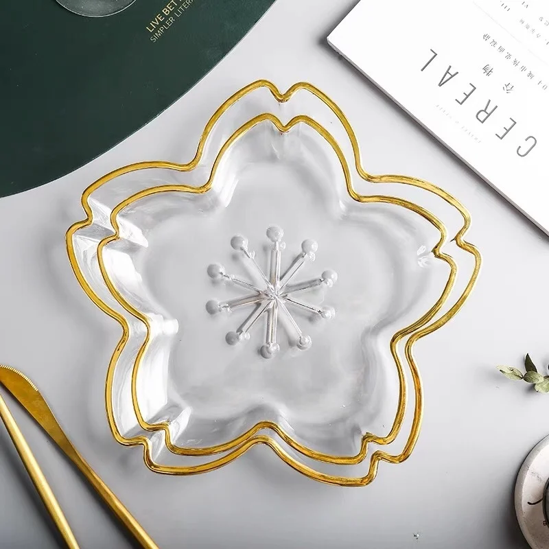 

Нордическая домашняя креативная стеклянная тарелка из Пномпеня, домашняя тарелка для западной еды, японская кухонная посуда