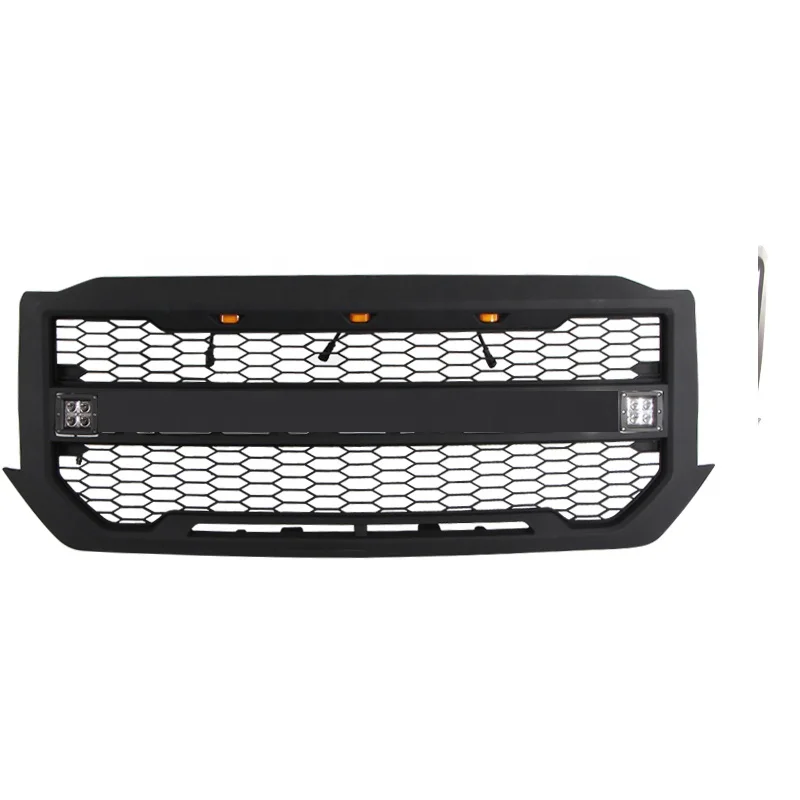 

4x4 other exterior accessories abs black 2018 parts grill with offroad lights fit for chevrolet silverado 2016 2017 2018
