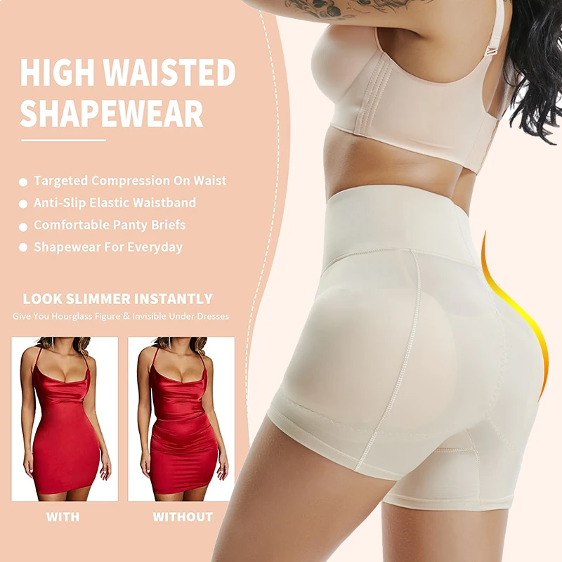 Women Padded Control Panties Shapewear High Waist Butt Lifter Seamless Shape Curve Shorts Hip 3D Enhancer Tummy Body Shaper