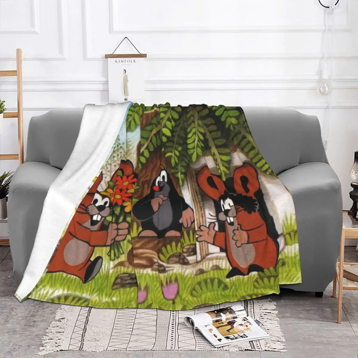 Одеяло в стиле аниме Krtek Фланелевое ультрамягкое покрывало для домашнего