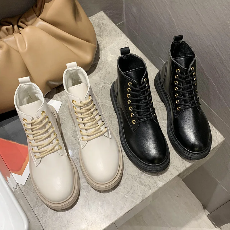 2022 Autumn New Women Boots Fashion Lace Up Ladies Classics Boots Ankle Boots Short Platform Shoes Woman Casual Motorcycle Boots