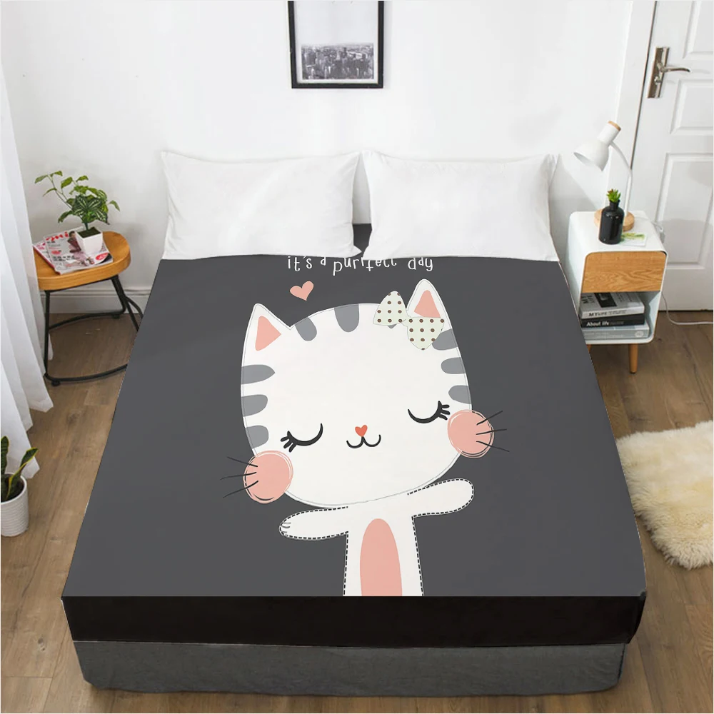 

Cartoon whale Elastic fitted sheet bed sheet With An Elastic Band Mattress Cover Customizable size lovely Bed cover for black