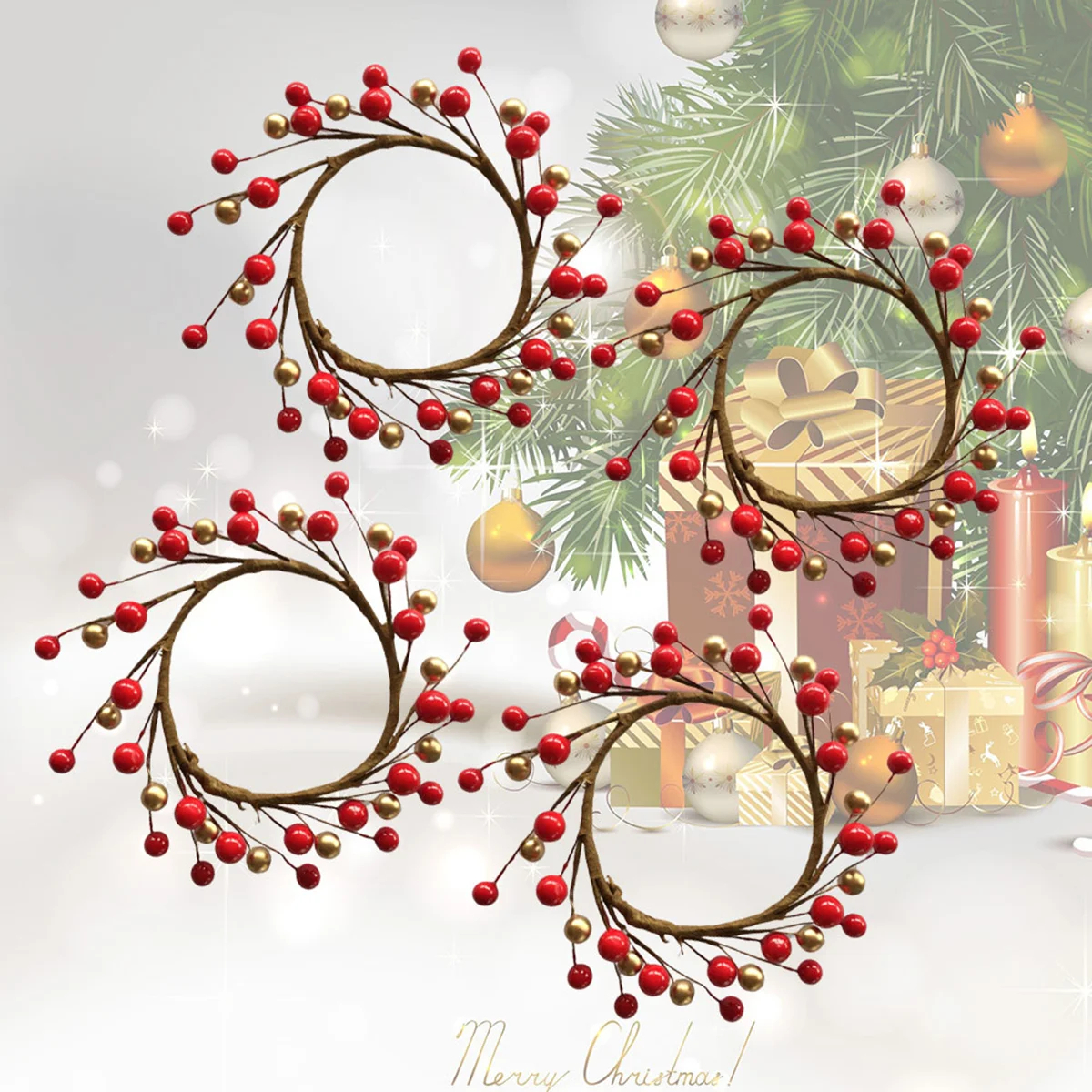 

3pcs Berry Wreath Christmas Advent Calendar Christmas Wreath Garland Wreath Decor Rings