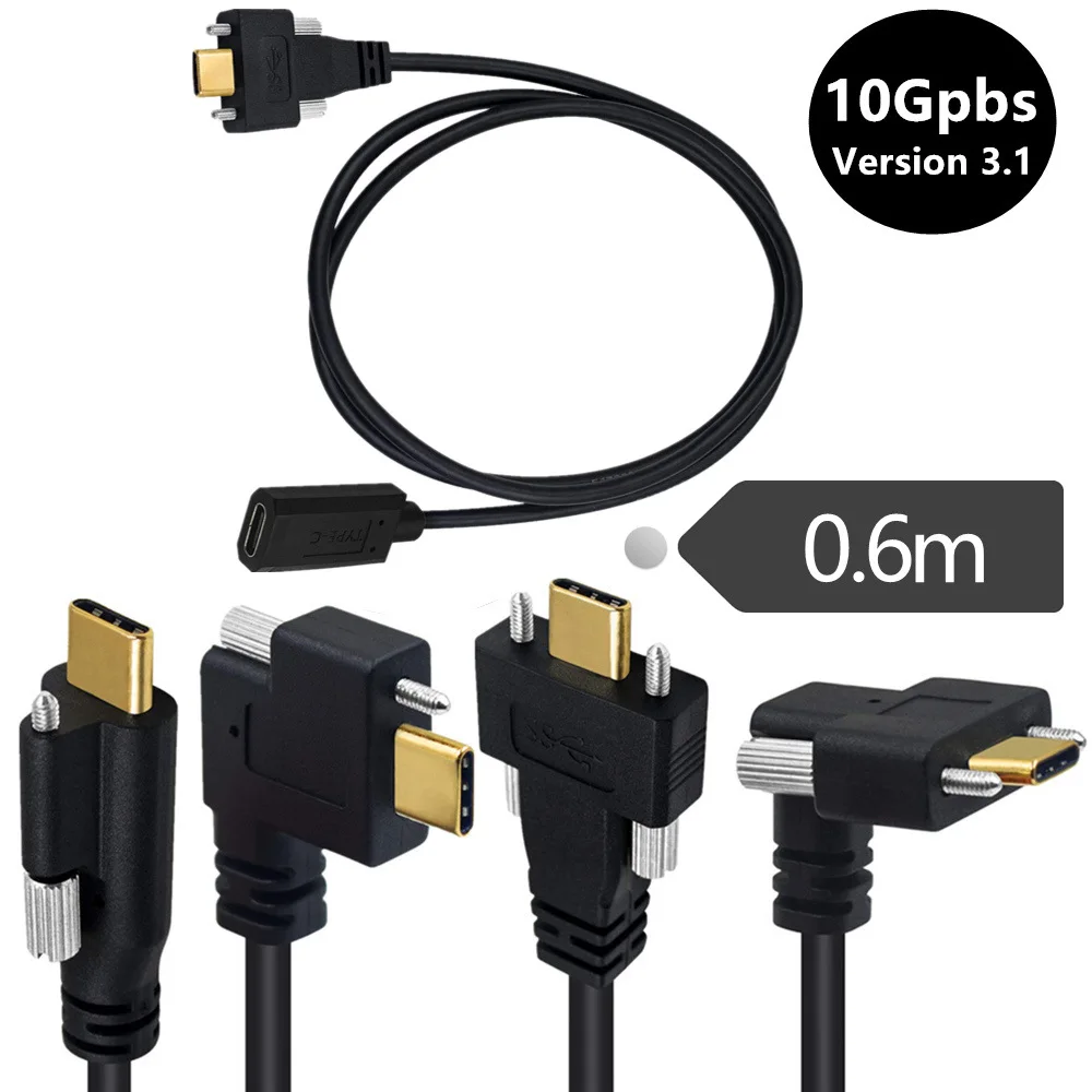 

USB3.1 Type-C Male pair Female Tape Set Screws 10Gpbs Data Cable 60hz Gold Plated 4K 16 core 5A