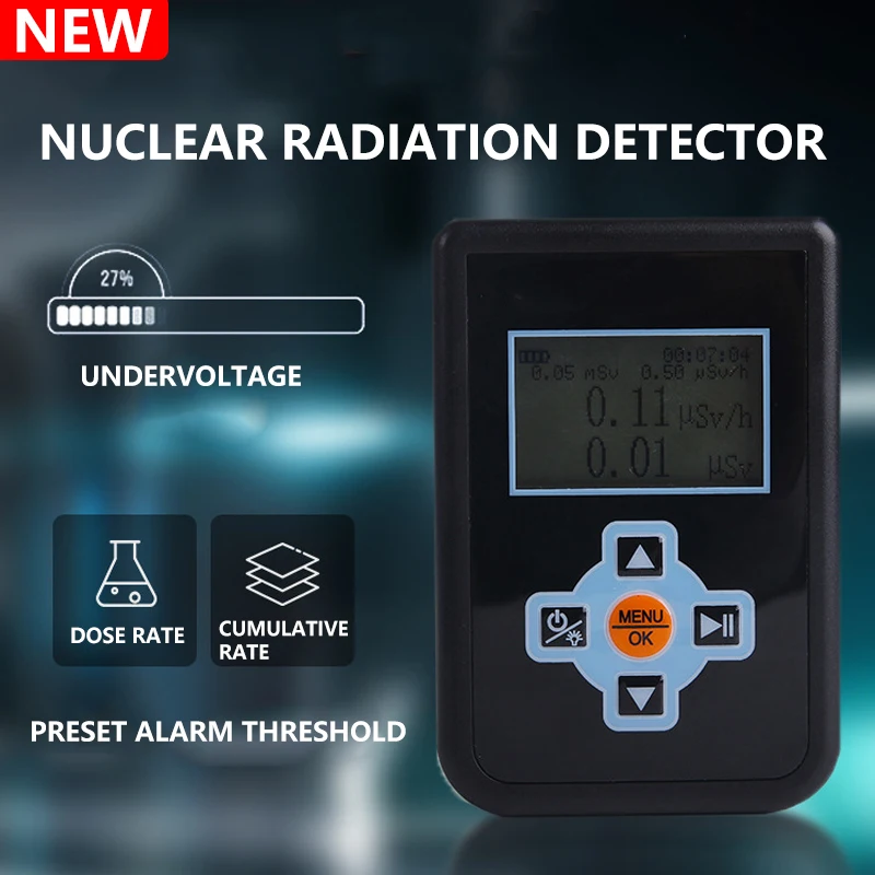 

Portable Radiation Tester X/ γ/ Hard β Ray Detecting DER Display Geiger Counter Nuclear Radiation Detector Dosimeter Monitor