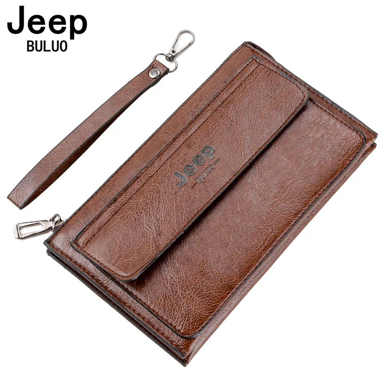 

JEEP BULUO PU Leather Men's Wallet Long Purse Zipper Brand Coin Pocket Passport Cover New For Mens Credit Card Holder