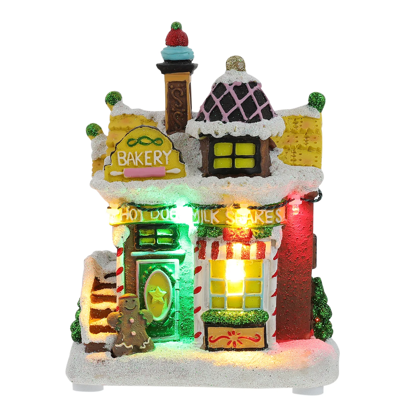 

Christmas House Village Houses Light Upparty Decor Ornament Town Figurine Lighted Snow Supplies Building Resin Landscape Tiny
