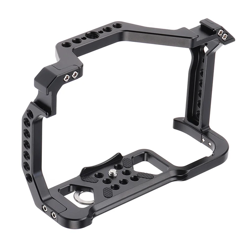 Top Aluminum Alloy Camera Cage for Canon EOS R6 R5 Protective Frame Rig with Cold Shoe Handle Locating Holes 1/4 3/8 Screw Holes