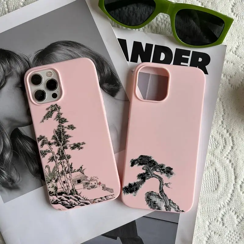 Ink Welcome Pine Phone Case Fundas Shell Cover For 11 Pro 12 13 Mini Pro Max Iphone 6 6s 7 8 Plus Xr X Xs Mobile Phone Bag